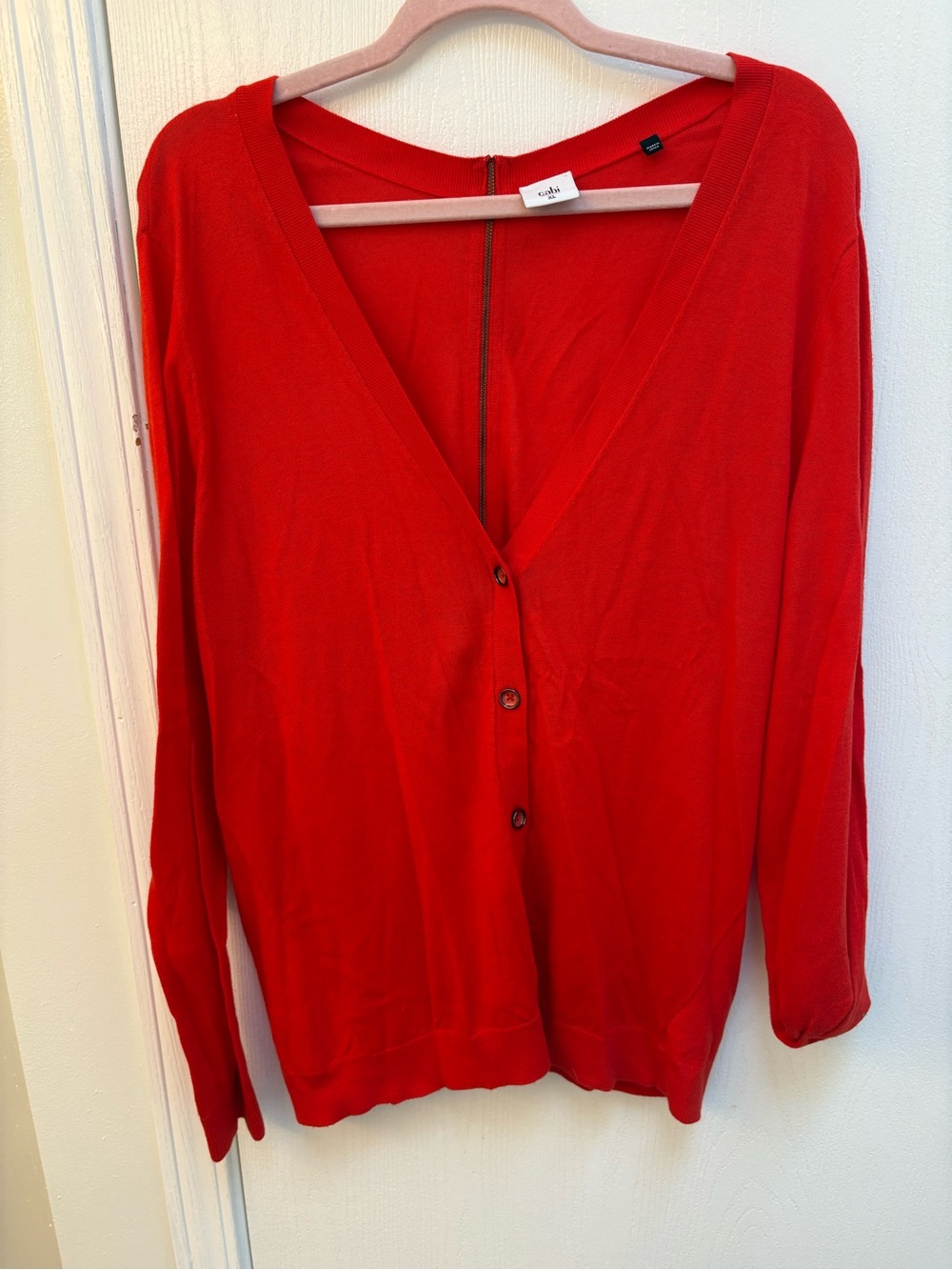 Cabi crimson  V-Neck Button Front Sweater -